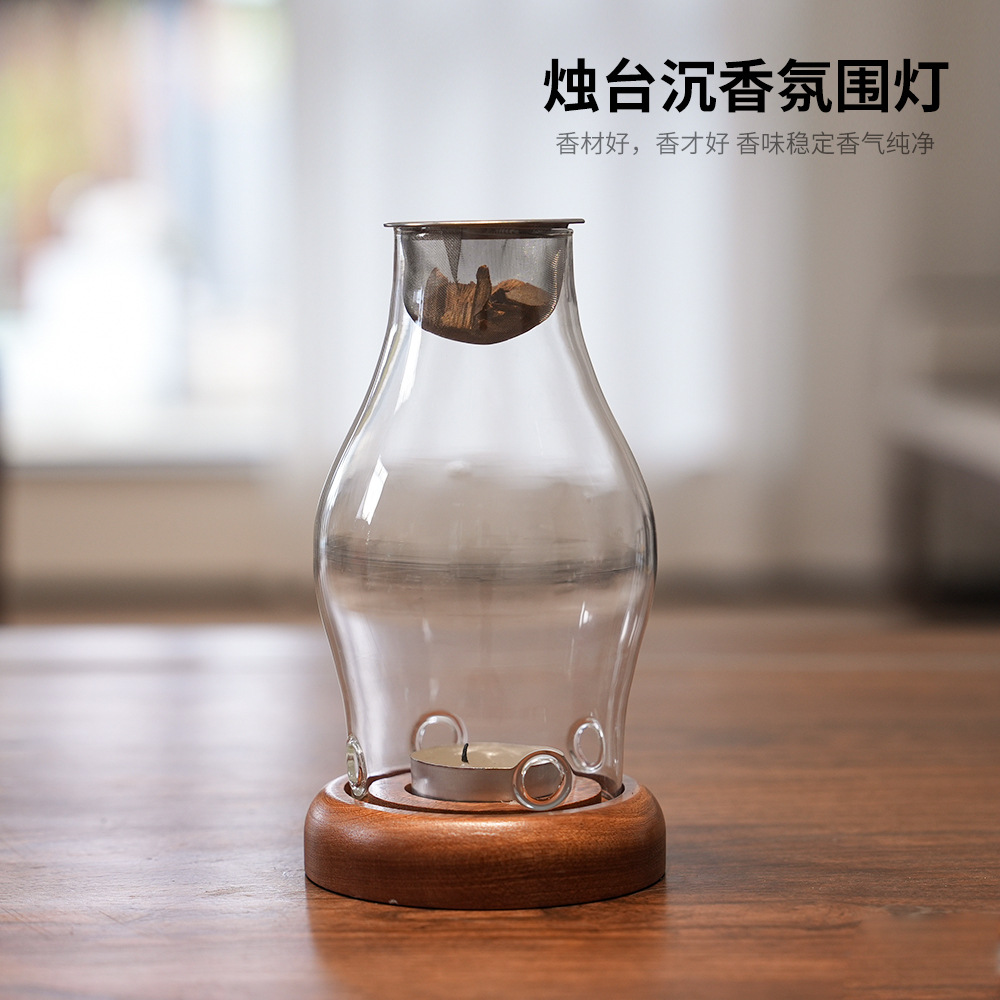 Home Fragrance Lamp - Прозрачный стеклянный подсвечник. Домашний винтажный дышащий