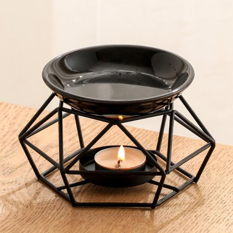 Home Fragrance Lamp - Керамическая чаша, железная стойка, черный цвет,