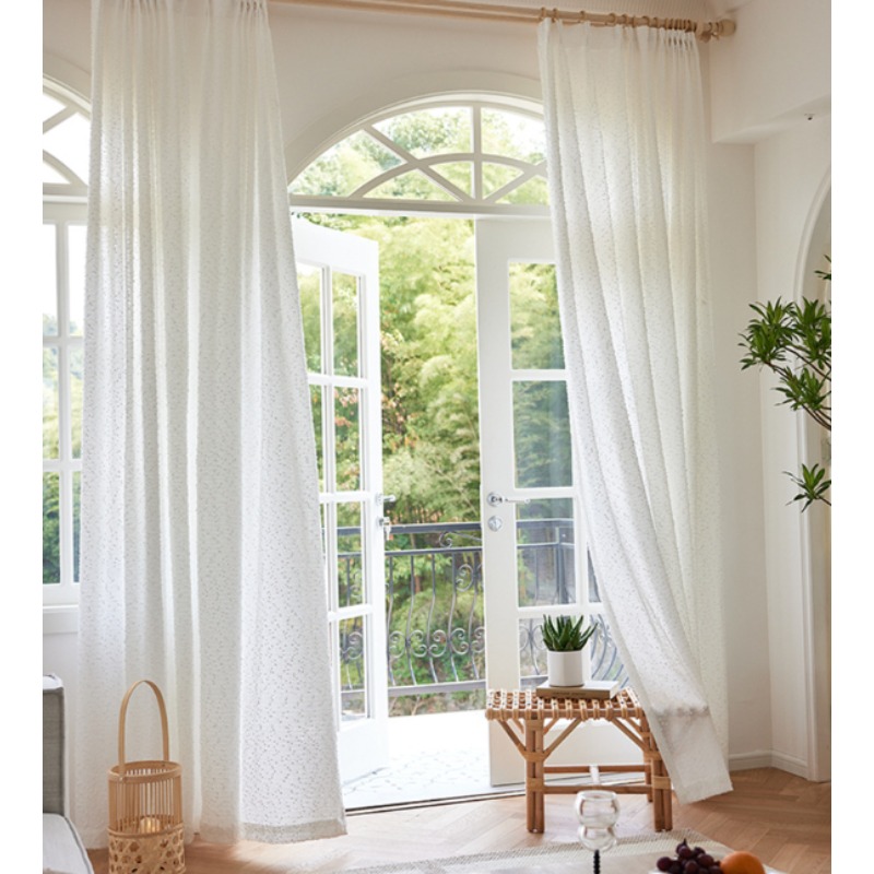 Home Fragrance French - Французские простые белые полупрозрачные шторы из