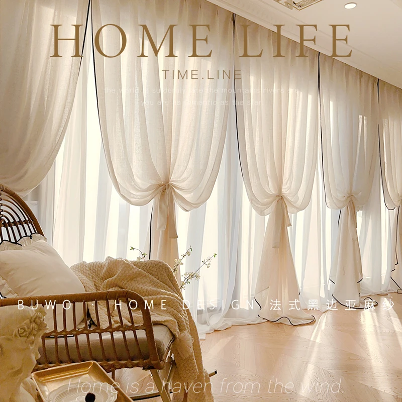 Льняные тюлевые шторы с черной – обзор и цена Home Fragrance French
